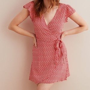 Red Floral Wrap Dress